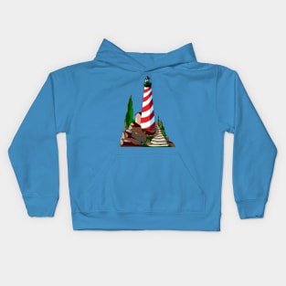 Nautical Red and White Lighthouse Kids Hoodie